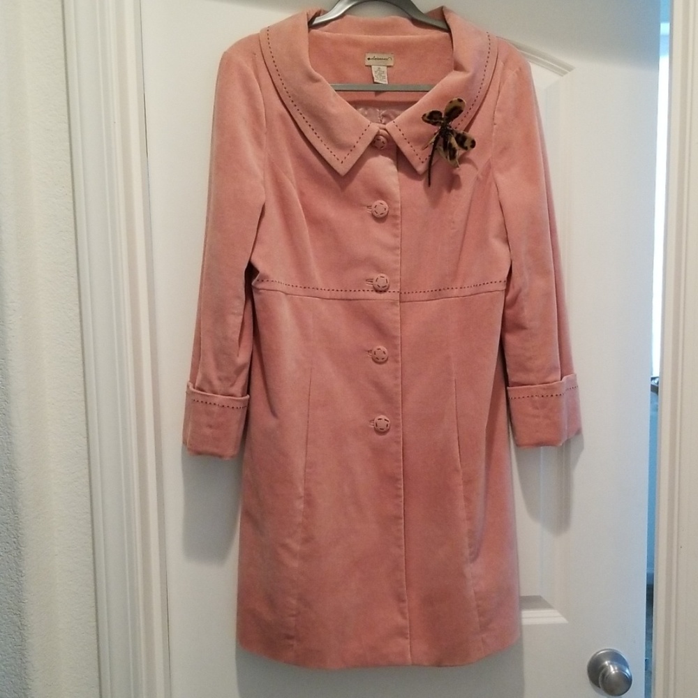 Anthropologie Elevenses Pink Corduroy Coat